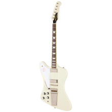 Epiphone Inspired by Gibson Custom 1963 Firebird V Reissue Left Handed Electric Guitar with Maestro Vibrola in Polaris White - Image 3