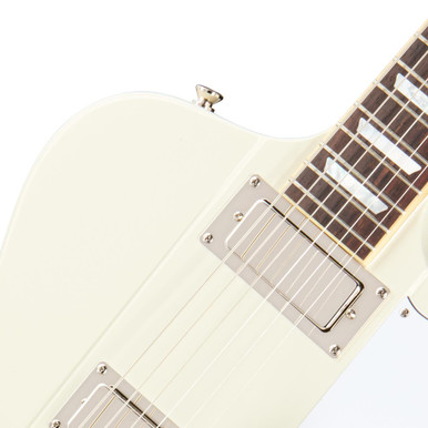 Epiphone Inspired by Gibson Custom 1963 Firebird V Reissue Electric Guitar with Maestro Vibrola in Polaris White - Image 2