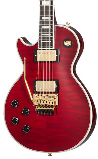 Epiphone Artist Alex Lifeson Signature Les Paul Custom Axcess Left-Handed Electric Guitar in Ruby - Image 1