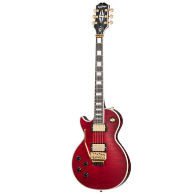 Epiphone Artist Alex Lifeson Signature Les Paul Custom Axcess Left-Handed Electric Guitar in Ruby - Image 2