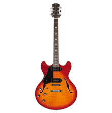 Sire Larry Carlton H7V Left Handed Semi-Hollow Electric Guitar in Cherry Sunburst - Image 3