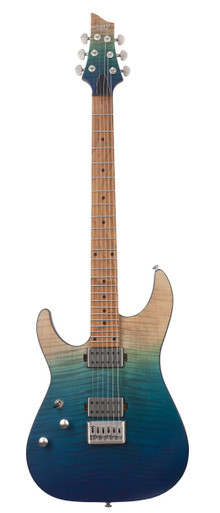 Schecter C-1 Left Handed Standard Plus Electric Guitar in Blue Fade - Image 2