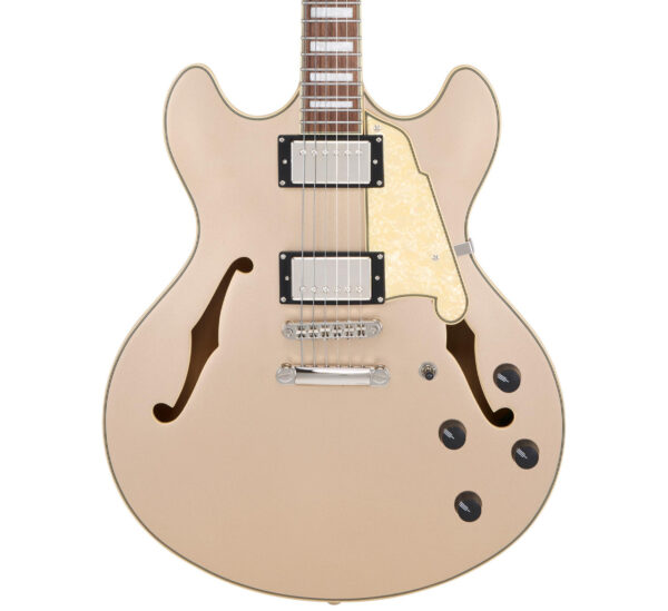 D’Angelico Premier DC XT Semi-Hollow Electric Guitar in Satin Desert Gold - Image 1