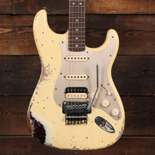 Fender Custom Shop ‘63 Stratocaster Heavy Relic with Floyd Rose in Faded Aged Vintage White over Purple Metallic - Image 3