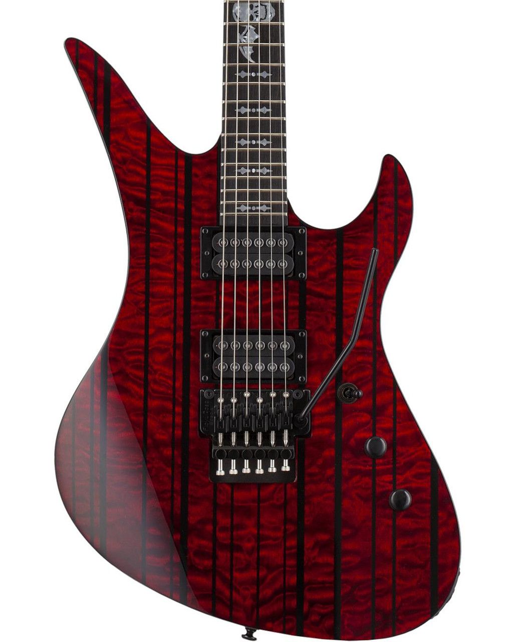 Schecter Synyster Gates Signature Standard Plus Electric Guitar in Deep Red with Black Pin Stripes - Image 1