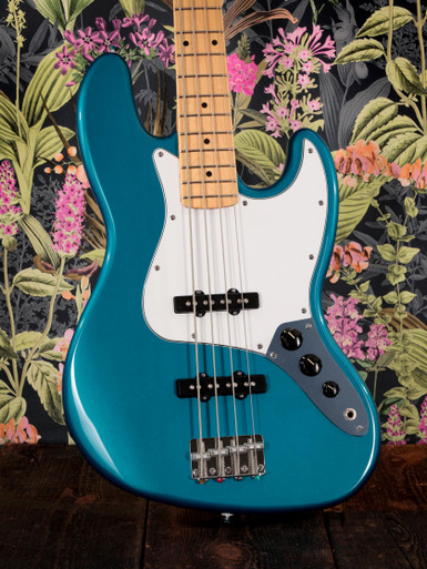 Fender Standard Series Jazz Bass Guitar in Aqua Marine Metallic - Image 2