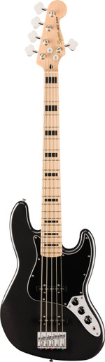 Squier Affinity Series Active Jazz Bass Guitar V in Black Metallic - Image 2