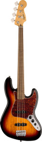 Squier Classic Vibe 60s Jazz Bass Guitar Fretless Laurel Fingerboard 3-Color Sunburst - Image 3