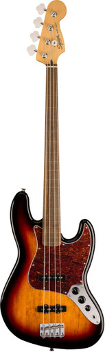 Squier Classic Vibe 60s Jazz Bass Guitar Fretless Laurel Fingerboard 3-Color Sunburst - Image 2