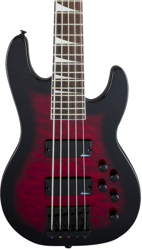 Jackson JS3VQ Concert Bass Guitar in Trans Red Burst with Amaranth Fretboard
