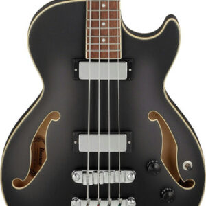 Ibanez AGB200-BKF Artcore Hollowbody Short-Scale Bass Guitar in Black Flat