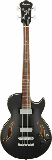 Ibanez AGB200-BKF Artcore Hollowbody Short-Scale Bass Guitar in Black Flat - Image 2