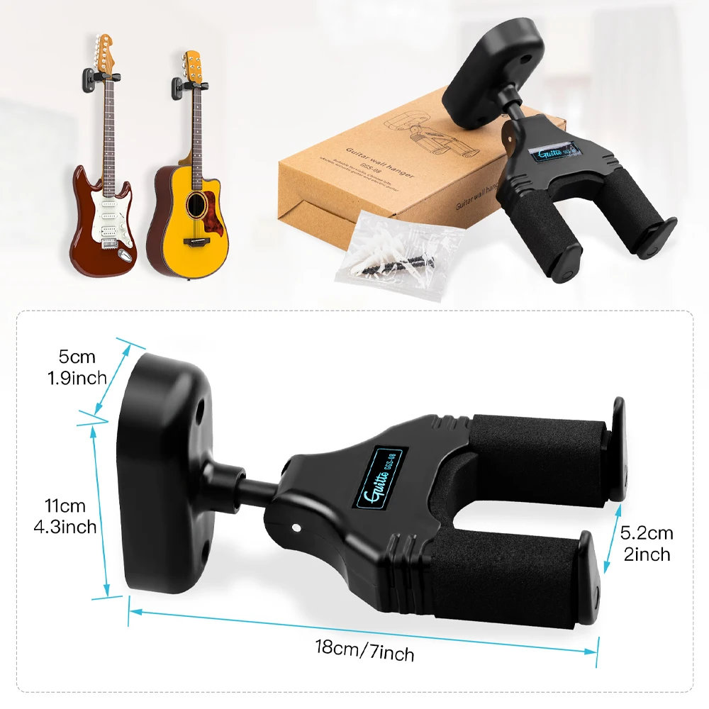 Joyo GGS-08 Guitto Series Wall Mount Hanger EVA Soft Rubber Non-slip Removable Bass