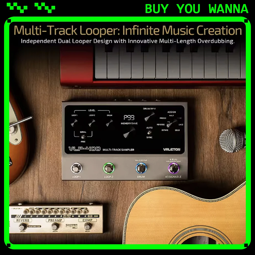 VALETON Multi-Track Looper Pedal Bass Keyboard Vocals Auto