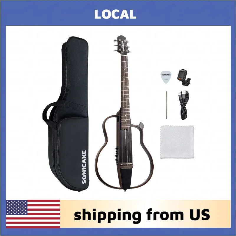 SONICAKE Silent Acoustic Travel Solid Mahogany Body Assembly Frames Rechargeable