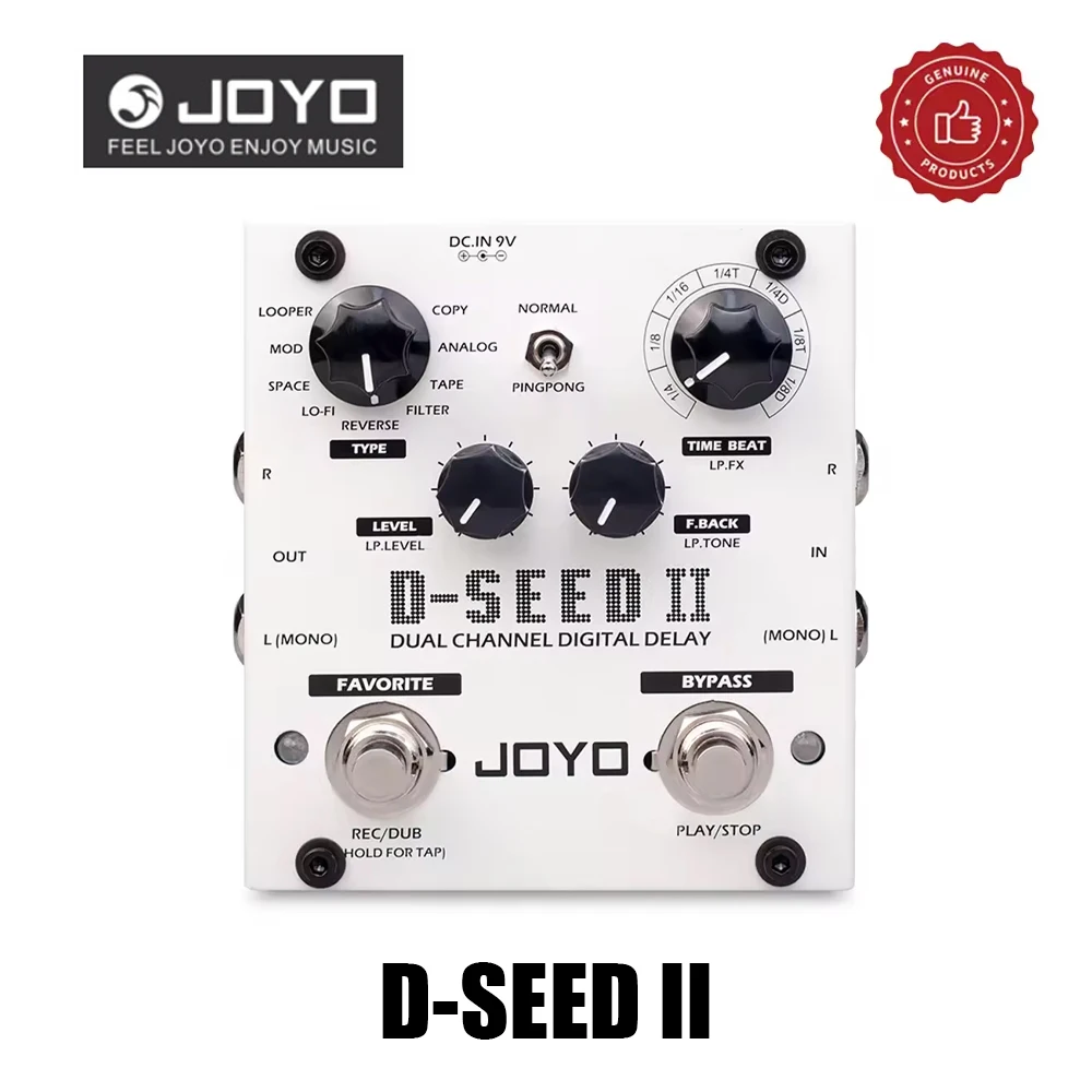 Joyo MULTI-EFFECTS D-SEED II Delay Pedal LOOPER Function Stereo Dual Channel 8 Delay Modes