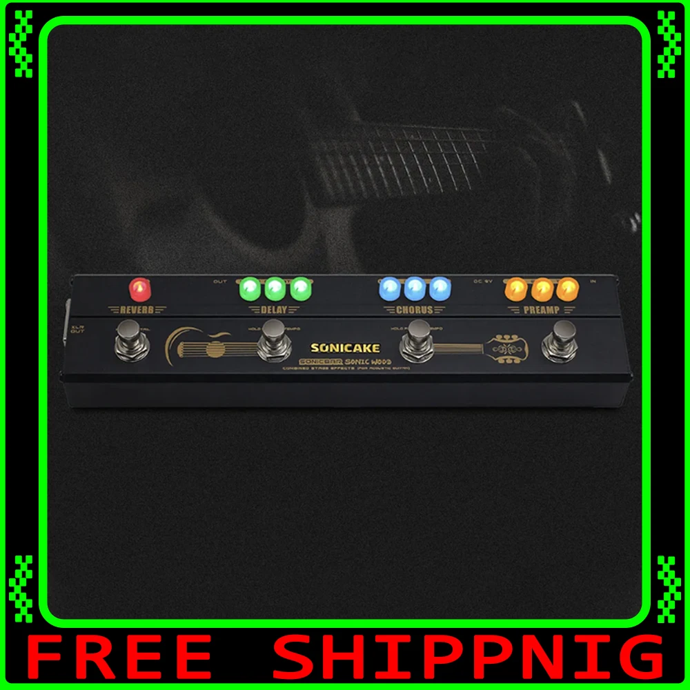 Sonicake QCE-50 Sonic Wood Acoustic Preamp DI Box Multi Chorus Delay