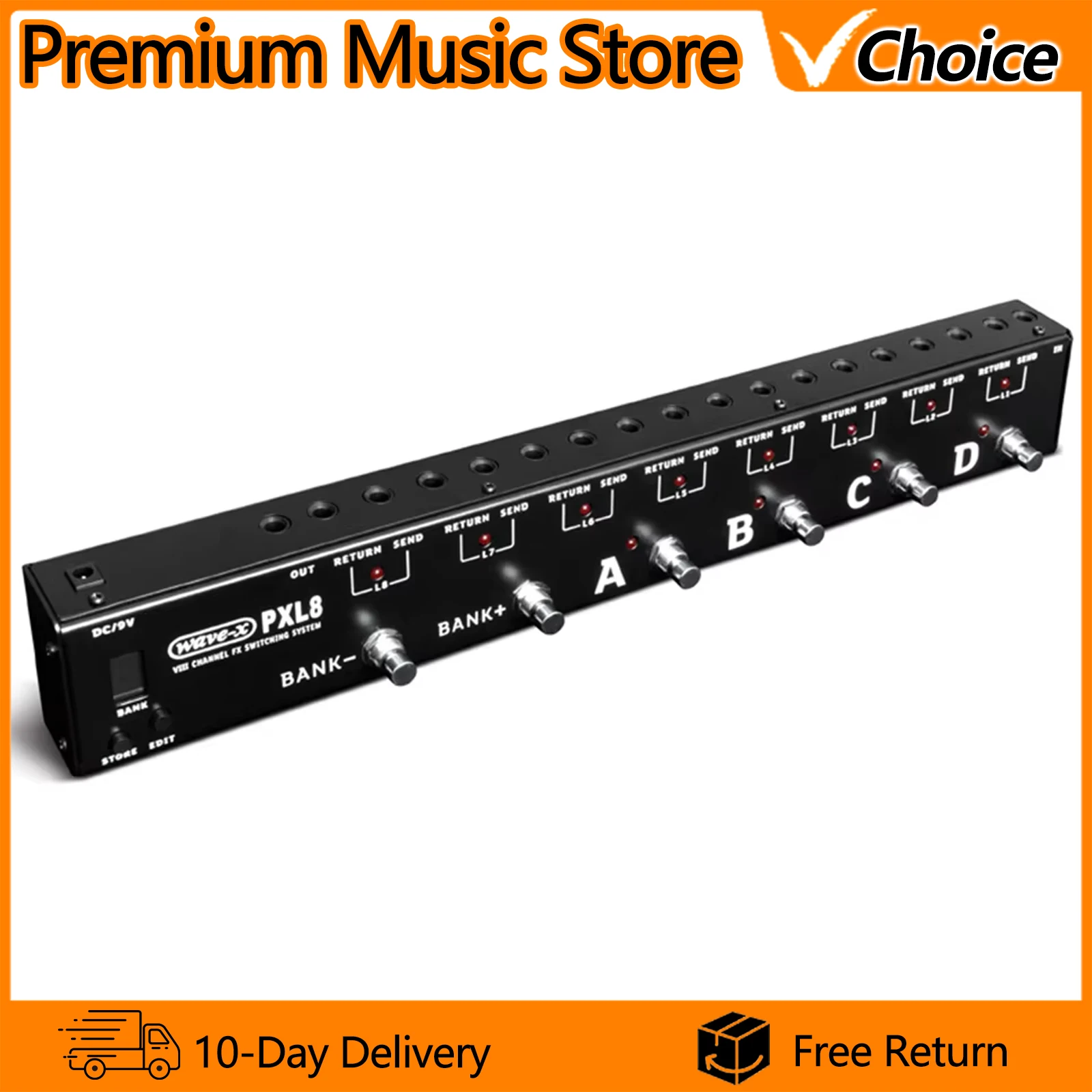 Joyo PXL8 Pedal Controller Foot Controller 8 Group FX Loop 8-15V DC Controllers