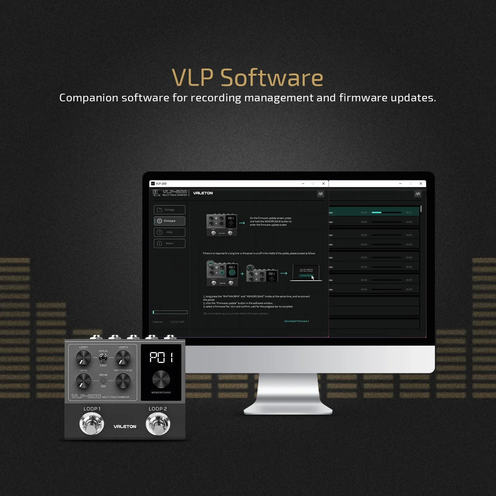 VALETON Dual Track Stereo Looper Pedal Bass Keyboard