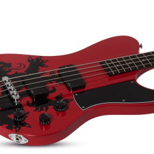 Schecter Simon Gallup Ultra Bass Guitar in Red Black - Image 3
