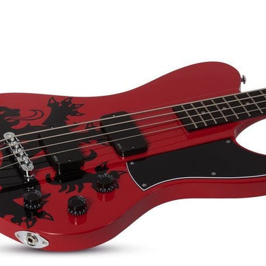 Schecter Simon Gallup Ultra Bass Guitar in Red Black - Image 2