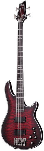 Schecter Hellraiser Extreme-4 Bass Guitar in Crimson Red Burst Satin - Image 2