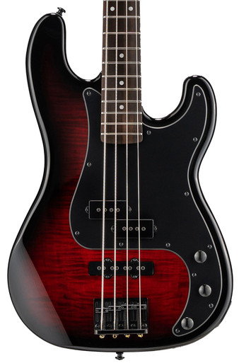 ESP LTD SURVEYOR-204DX Bass Guitar in Red Burst - Image 1
