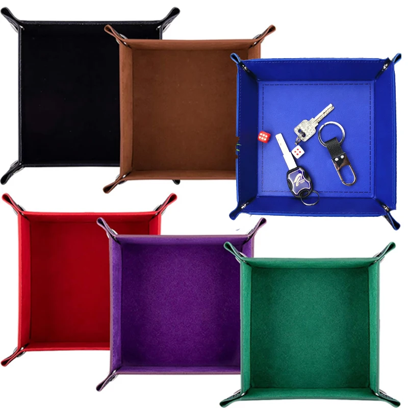 Creative PU Leather Valet Trinket Folding Tray Collapsible