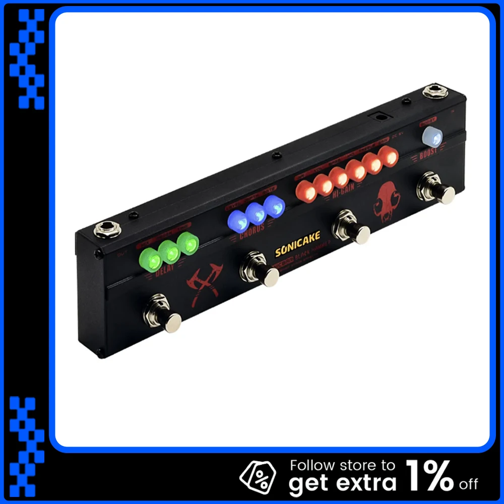 Sonicake QCE-30 Black Hammer Multi Heavy Metal HiGain Distortion Boost Chorus