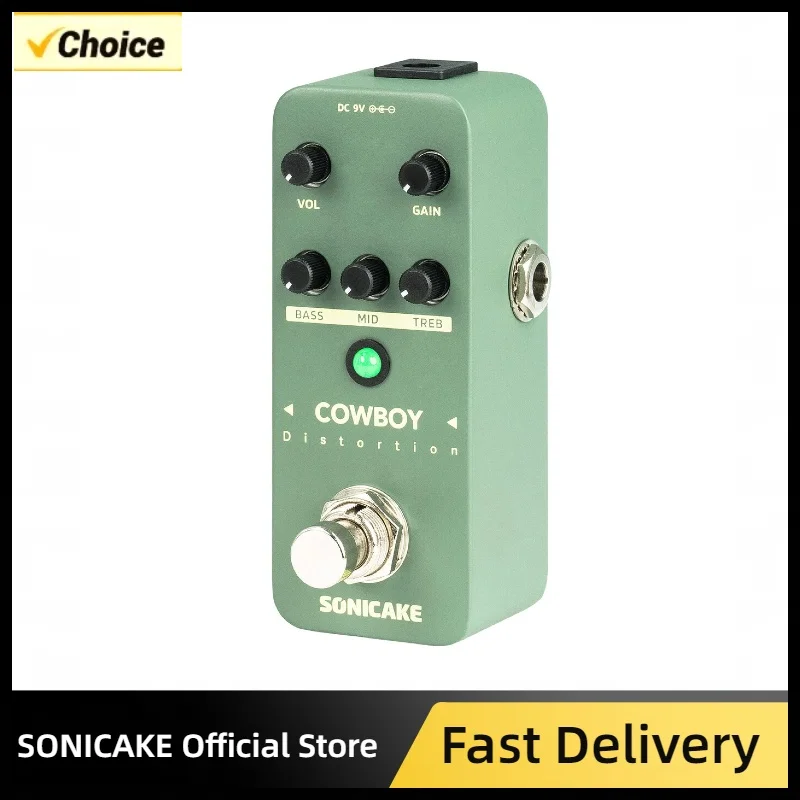 Sonicake QSS-25 Cowboy Distortion High Gain Pedal Two Modes Mid-frequency of