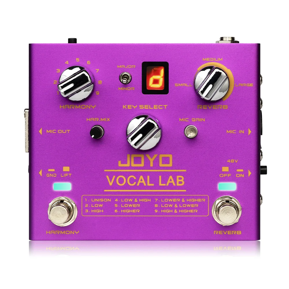Joyo R-16 VOCAL LAB Vocal Pedal 9 Vocal Harmony 48V Phantom Power 2