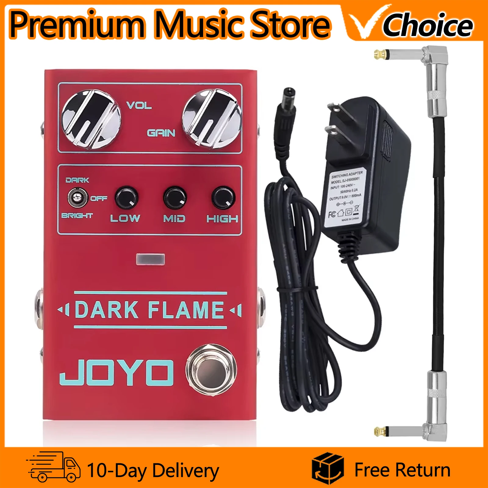 Joyo R-17 Pedal Dark Flame High Gain Distortion 3 Band EQ Metal Sound