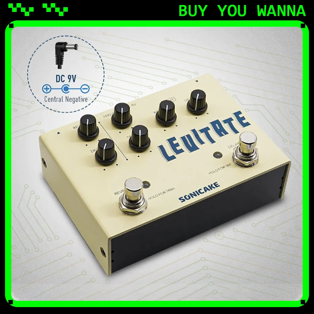 Sonicake QDS-02 Levitate Dual Footswitch Stompbox Digital Delay Reverb Pedal
