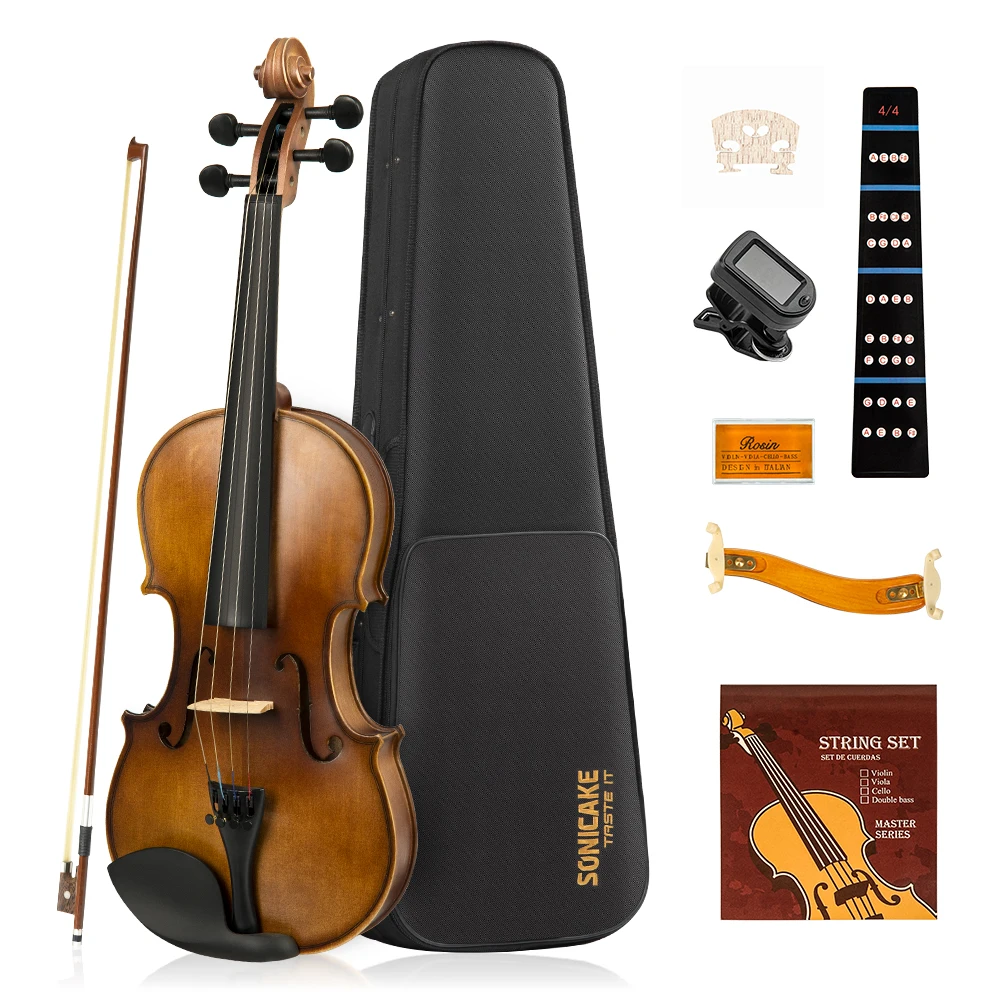 Sonicake QVL-01 4 4 Violin Set Full Size Fiddle Solidwood Adults