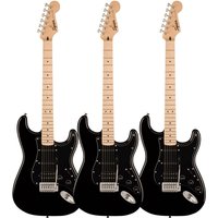 Squier Sonic Stratocaster HSS MN Black pack of 3