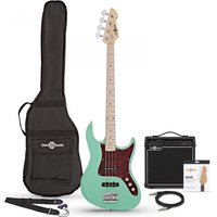 LA II Bass Guitar Seafoam Green 15W Bass Amp Pack