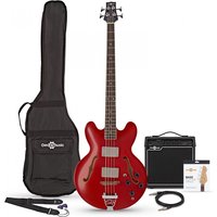 San Francisco Semi Acoustic Bass Wine Red 15W Bass Amp Pack