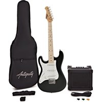 Antiquity Mini ST Left Handed Guitar & Amp Pack Black