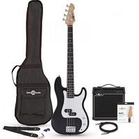 LA Bass Guitar Black 15W Bass Amp Pack