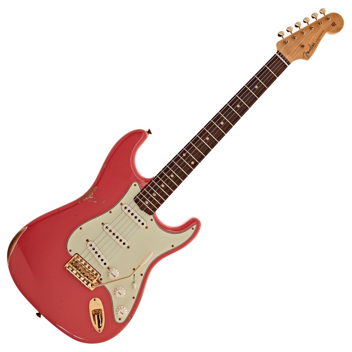 Fender Custom Shop 60 Stratocaster Relic Gold HW Super Faded Aged Fiesta Red #R134669 - Image 2