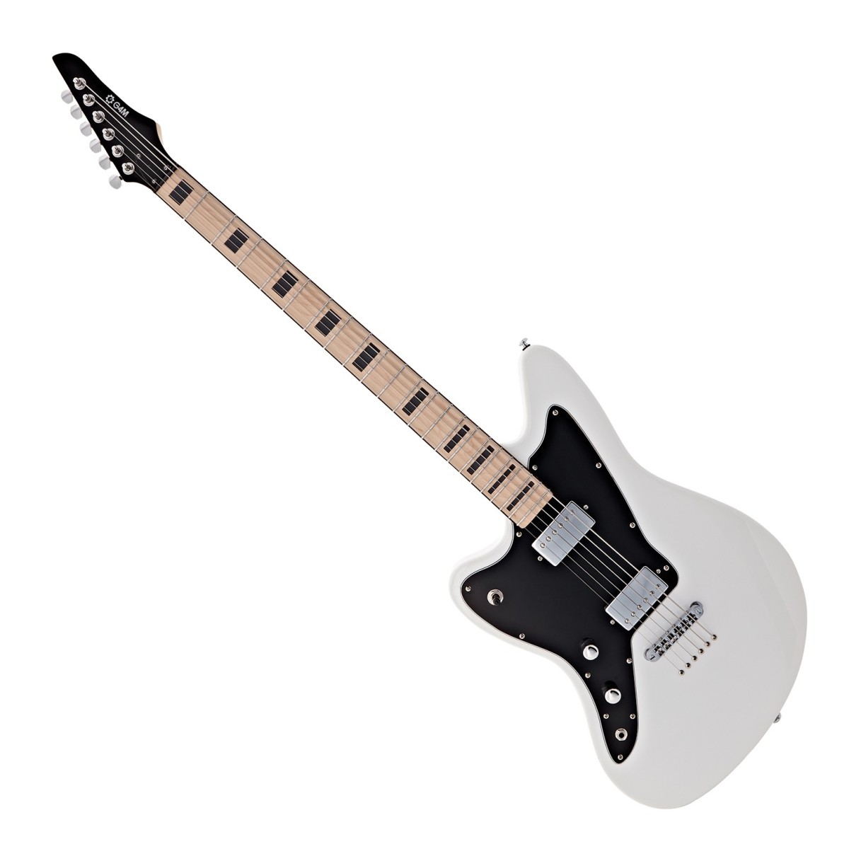 G4M 638 Left Handed Baritone VI Electric Guitar White - Image 2