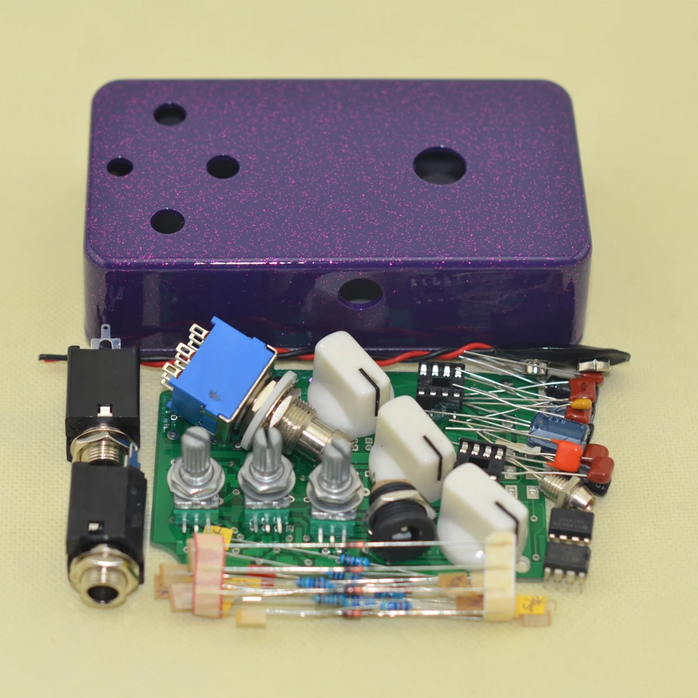 DIY LANDTONE Distortion Pedal Kit and With 1590B Style Guitar Effects Pedal Aluminum Stomp Box Enclosure
