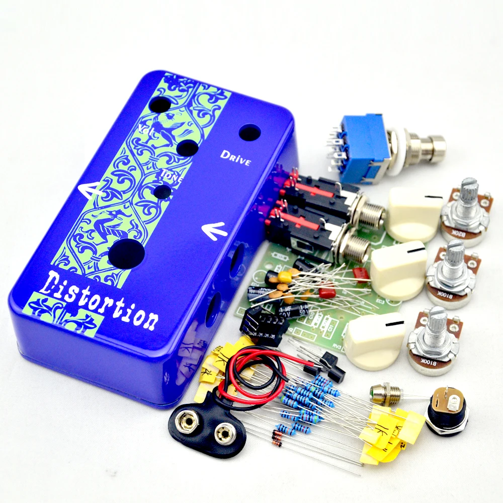 NEW LANDTONE DIY Guitar Distortion Pedal Kit Deep Blue Distortion True Bypass With High-Quality 1590B Case