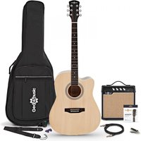 Dreadnought Cutaway Electro Acoustic Guitar Natural 15W Acoustic Amp & Accessory Pack - Image 1