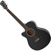 Single Cutaway Left Handed Acoustic Guitar Black
