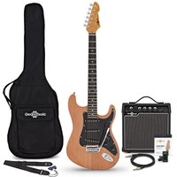 LA Select Electric Guitar Natural 15W Guitar Amp & Accessory Pack