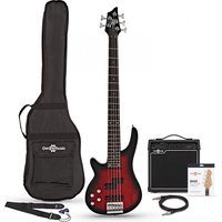 Chicago 5 String Left Handed Trans Red Bass + 15W Amp