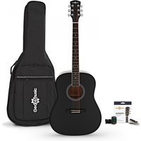 Dreadnought Left Handed Acoustic Guitar & Accessory Pack Black