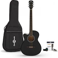 Single Cutaway Left Handed Acoustic Guitar Pack Black