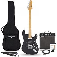 LA Select Electric Guitar Black 15W Guitar Amp & Accessory Pack